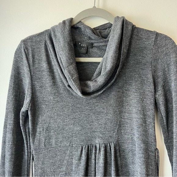 tunic cowl neck drawstring y2K long sleeve shirt XXI size small - Picture 2 of 7